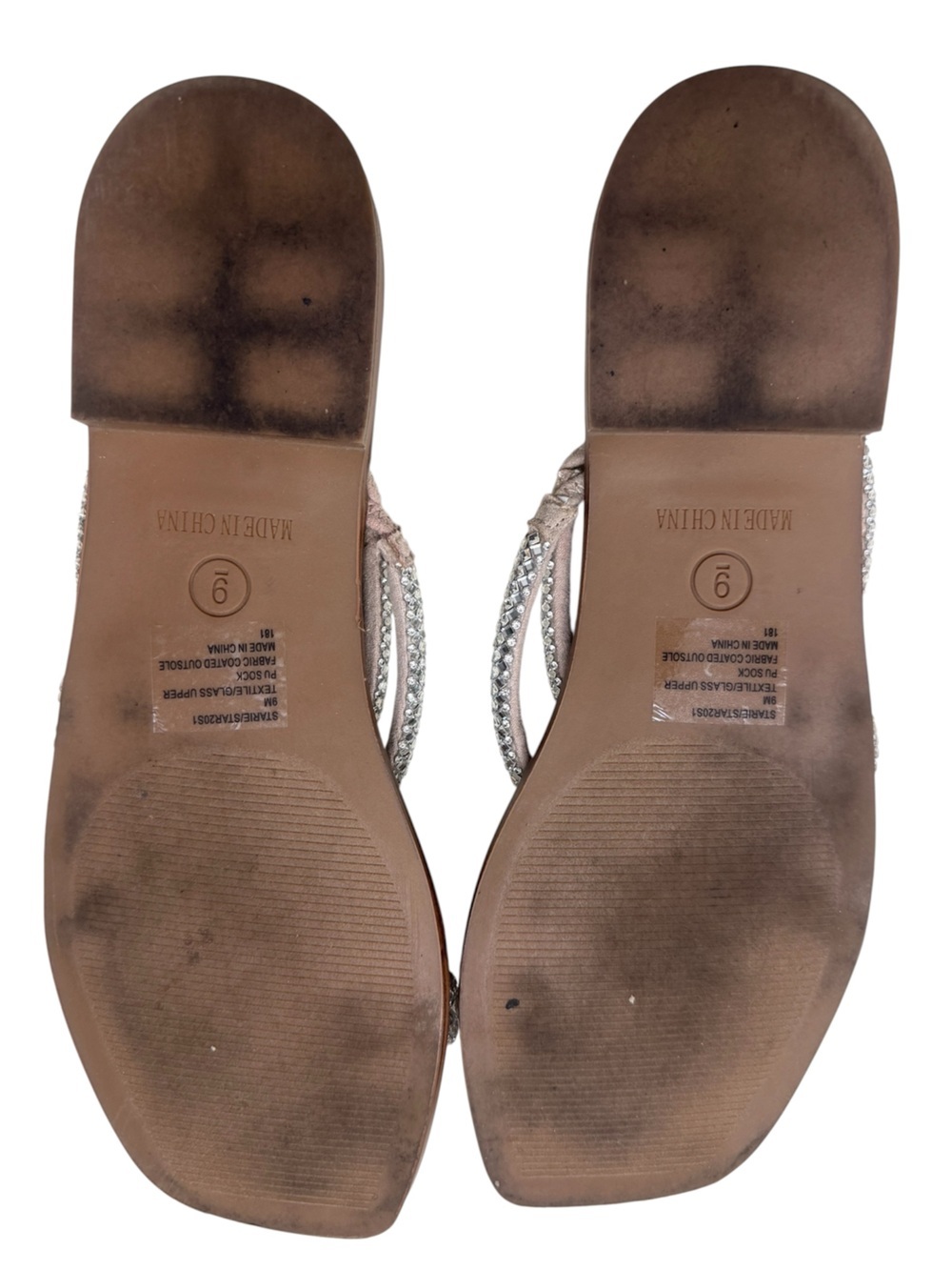 Steve Madden Women's Starie Rhinestone Sandals Flats Size 9M Nude Beige Slip on - Picture 6 of 11
